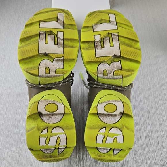 Sorel Kinetic Breakthru Lace Up Sneakers Womens Size 9.5 Olive Green Neon Yellow - Picture 9 of 16